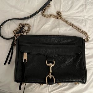 Rebecca Minkoff Black Leather Crossbody with Gold Hardware